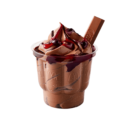Lody o smaku czekoladowym z polewą wiśniową i batonikiem Kit-Kat