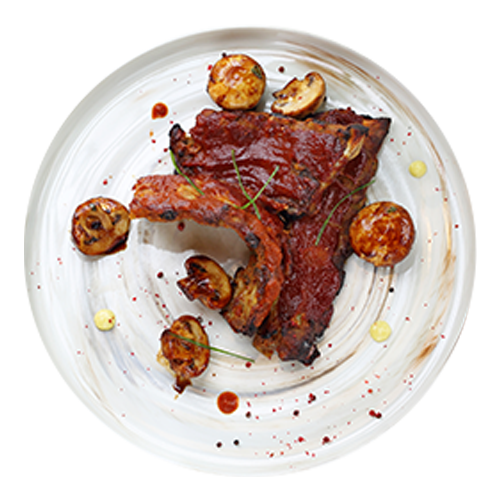 Żeberko BBQ z frytkami