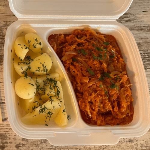 Danie Dnia: Filet z morszczuka po grecku , ziemniaki