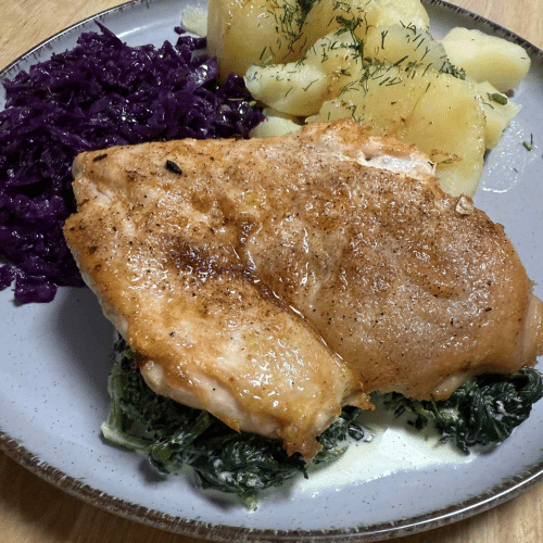 Filet drobiowy grillowany na szpinaku 180g