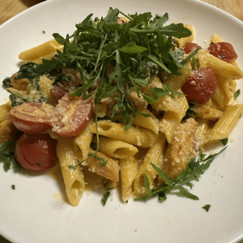 Makaron penne z kurczakiem w sosie szpinakowym -400g