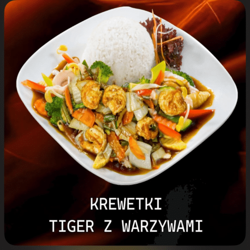 Krewetki tiger z warzywami