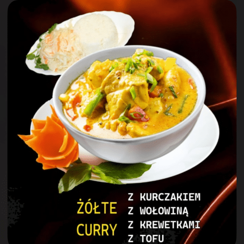 Krewetki tygrysie w tajskim żółtym curry