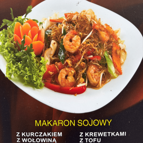 Makaron z warzywami i krewetkami tiger
