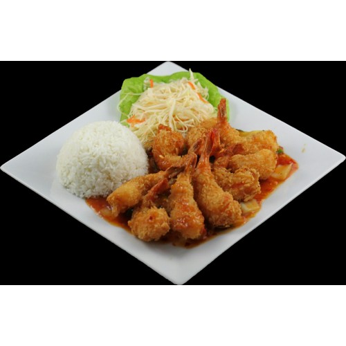 Krewetki królewskie w panierce w sosie