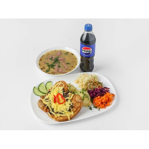 Zupa + Schabowy zapiekany + Napój