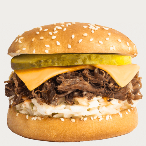 Mały burger z szarpaną wołowiną