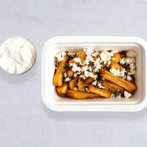 Frytki warzywne z serem feta