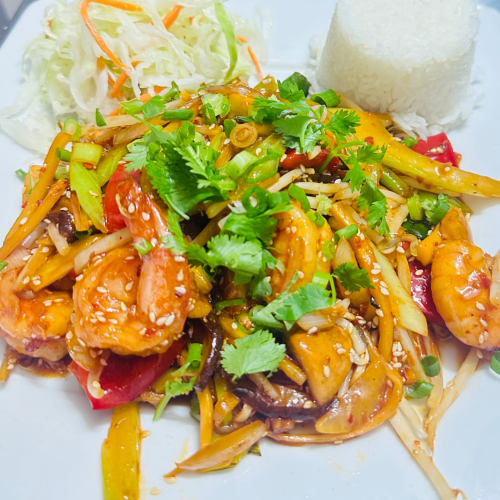 Krewetki tiger w sosie Teriyaki