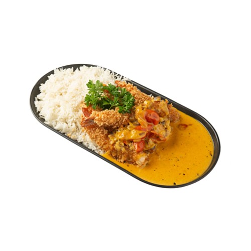 CHRUPIĄCE KREWETKI Z RYŻEM W SOSIE CURRY