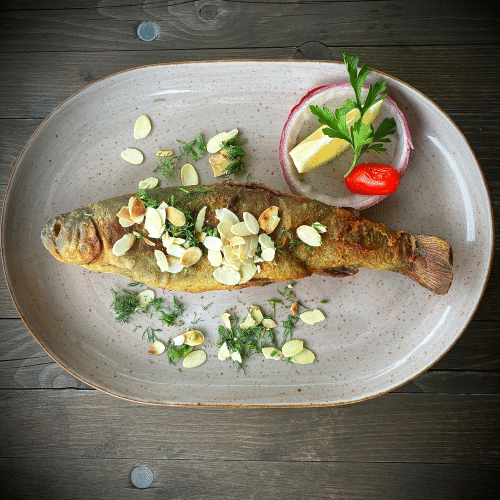 Pstrąg smażony w migdałach na maśle 200g