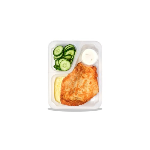 Schabowy z puree ziemniaczanym i mizerią