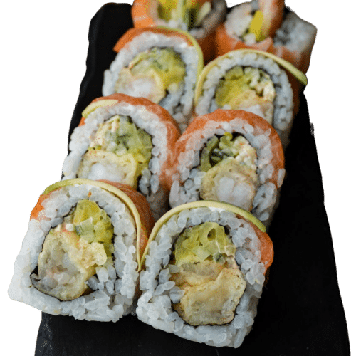 California maki gold - Krewetka, łosoś, awokado (8 szt.)