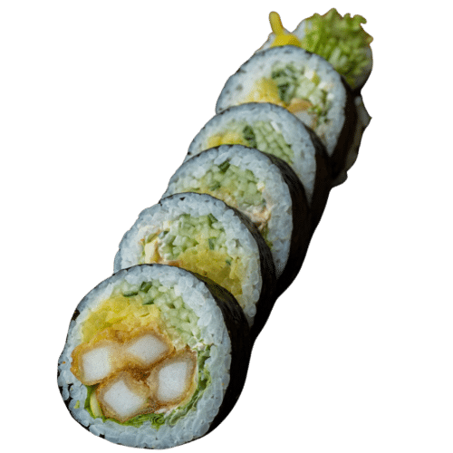 Futomaki (6 szt.) Kalmar w tempurze, spicy majo, ogórek
