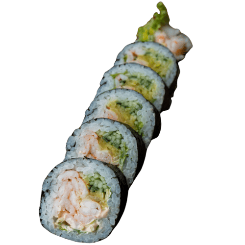 Futomaki (6 szt.) Krewetka gotowana, spicy majo, ogórek, oshinko