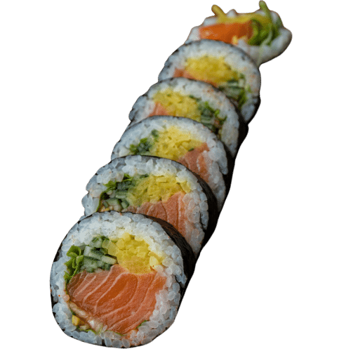 Futomaki (6 szt.) Łosoś, sriracha, por, ogórek, oshinko