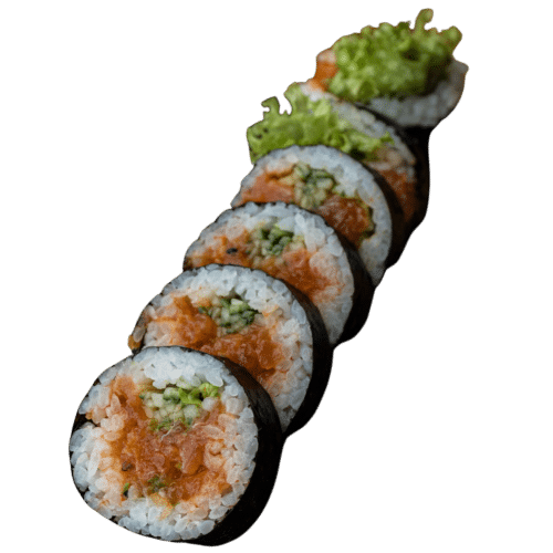 Futomaki (6 szt.) Tatar z łososia, ogórek