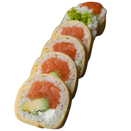 Tamago maki - Łosoś, serek, awokado (6 szt.)