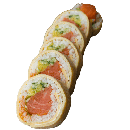 Tamago maki - Łosoś, sriracha (6 szt.)