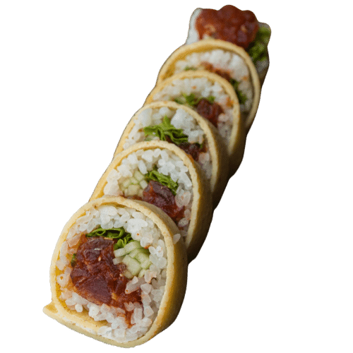 Tamago maki - Tatar z tuńczyka, ogórek (6 szt.)