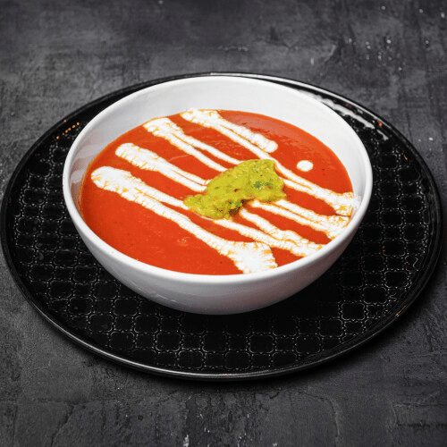 Krem z pieczonej papryki z guacamole