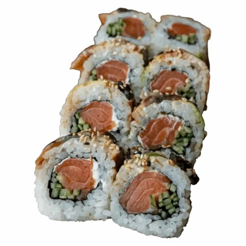 Gold łosoś surowy i węgorz, awokado