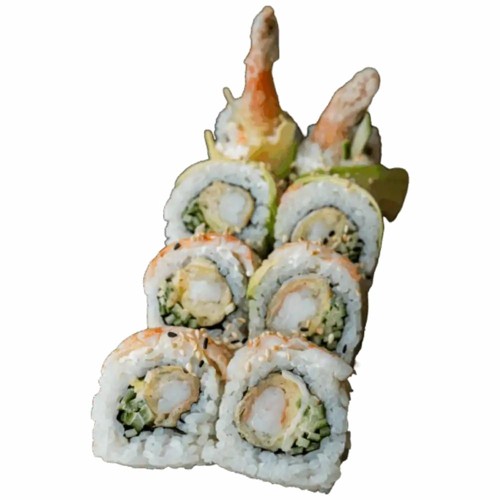 Gold krewetka w tempurze i awokado, krewetka gotowana