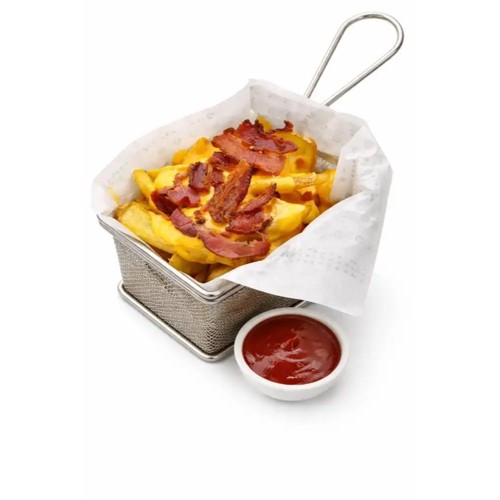 Frytki z serem cheddar i bekonem