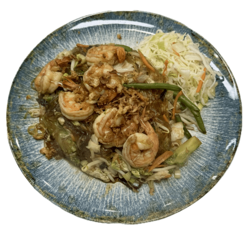 Makaron sojowy z krewetkami