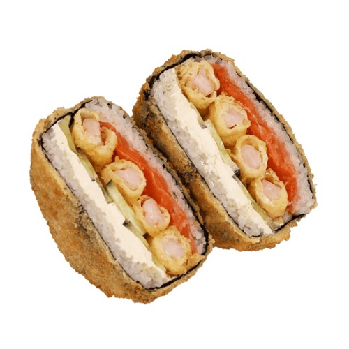 Sushi burger z łososiem i krewetkami HIT