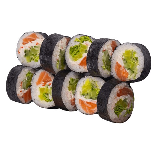 Futomaki z łososiem i krabem (10 szt)