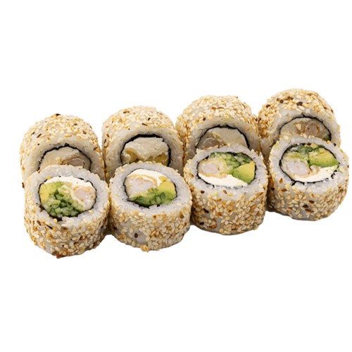 Philadelphia z krewetkami w sezamie (8 szt)