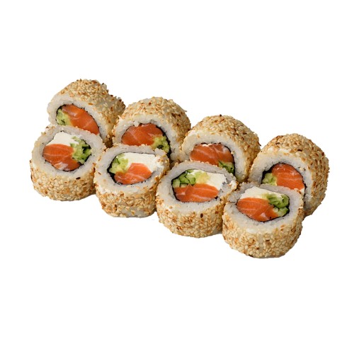 Philadelphia z łososiem w sezamie 8 szt