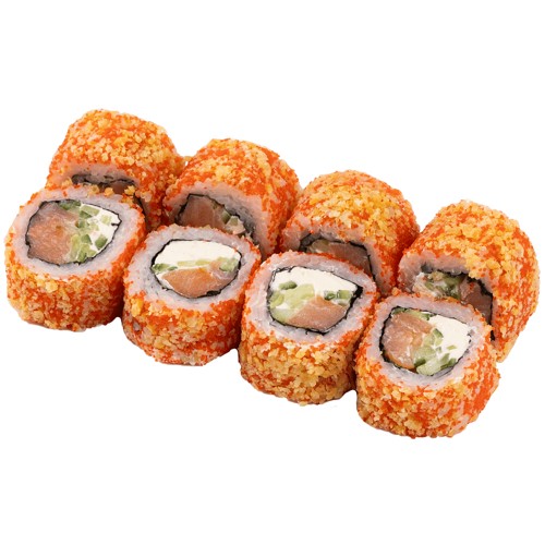 Crunch roll z wędzonym łososiem (8 szt)