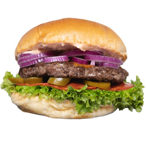 Burger Ostry Kieł (W zestawie z frytkami)