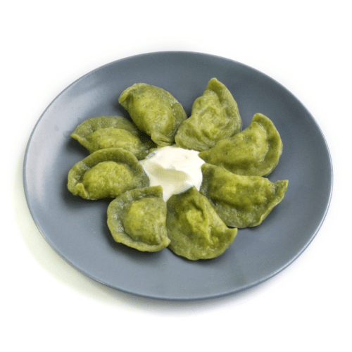 Pierogi z twarogiem i szpinakiem