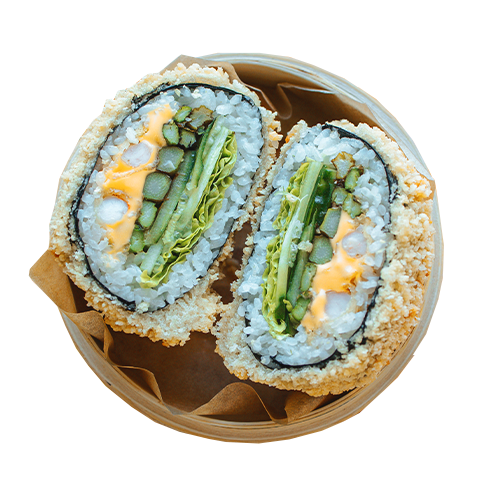Sushi Burger ze smażonymi szparagami
