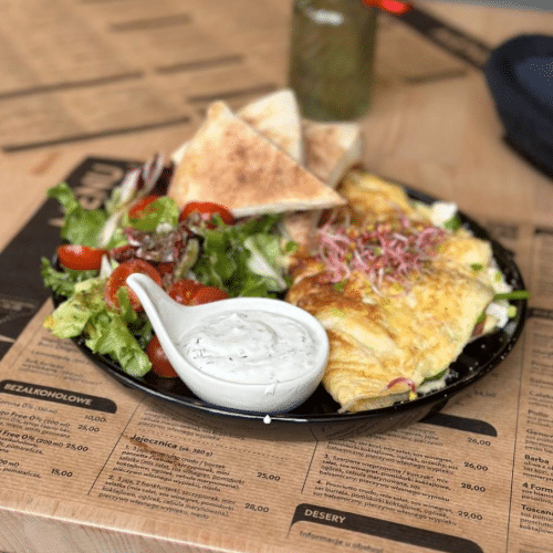 Omlet - pomidor, szpinak, ser feta