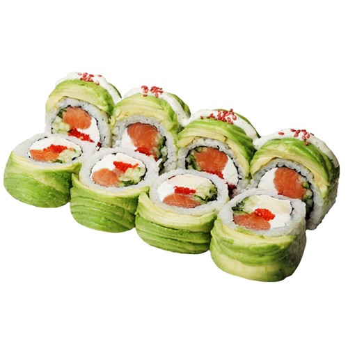 Rolka z łososiem wędzonym i sosem limonkowym