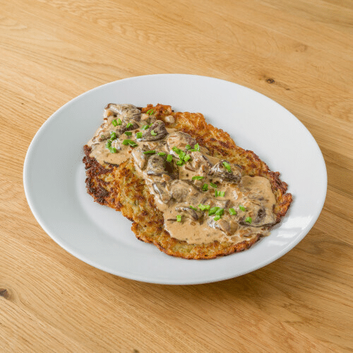 Placki z sosem grzybowym 2 szt.