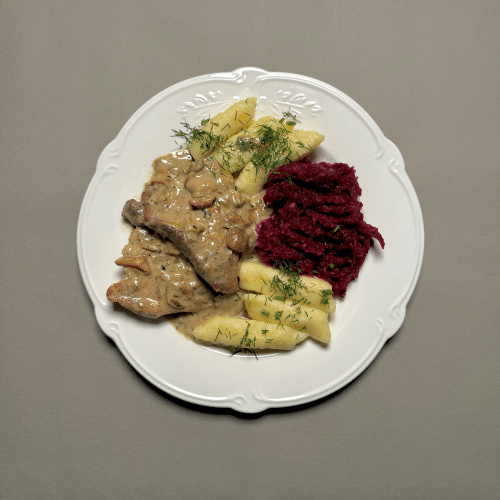 Bitki wieprzowe z sosem kurkowym