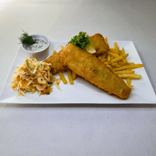 Mintaj w tempurze z sosem tatarskim i